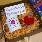 Handmade Crochet Red Rose, Hug Mug & Wish Card Gift Set