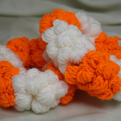 Citrus Harmony: Handcrafted Orange & White Crochet Gajra Set