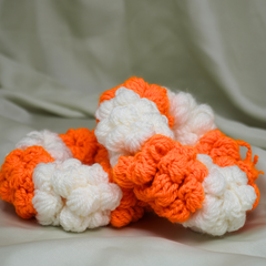 Citrus Harmony: Handcrafted Orange & White Crochet Gajra Set