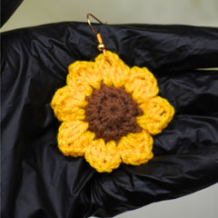 Handcrafted Crochet Sunflower Earrings