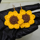 Handcrafted Crochet Sunflower Earrings