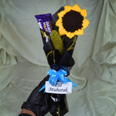 Single Sun Flower with Chocolate and Eid Mubarak card