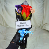Single Rose Crochet Flower With Chocolate & Happy Mother’s Day Tag