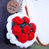 Handcrafted Crochet Mini Red Rose Bouquet keychain- Lahore