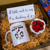 Crochet Rose Bouquet Keychain, Next Door Mug & Wish Card Gift Set
