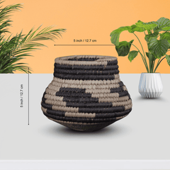 Black & Natural Woven Vase