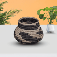 Black & Natural Woven Vase