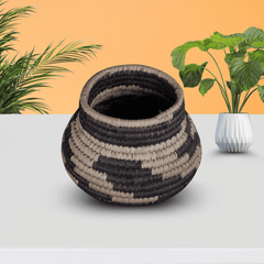 Black & Natural Woven Vase