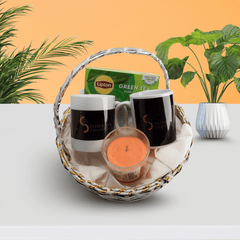 Tea Time Bliss Gift Set – Customized Mugs, Green Tea & Scented Candle