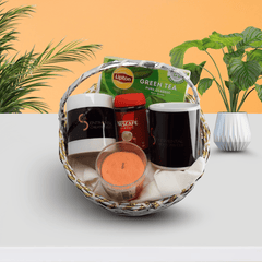 Relax & Recharge Gift Basket – Tea, Coffee & Candle Set