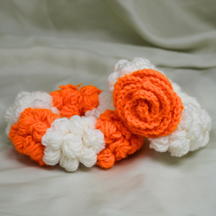 Handcrafted Orange & White Crochet Floral Gajra Set