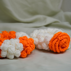 Handcrafted Orange & White Crochet Floral Gajra Set