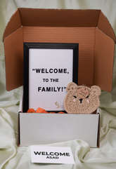 Handcrafted Corporate Welcome Gift Box with Crochet Bear Coaster