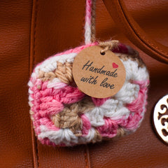 Handmade Crochet Square Bag Charm & Keychain