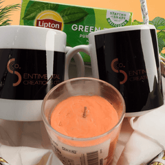 Tea Time Bliss Gift Set – Customized Mugs, Green Tea & Scented Candle