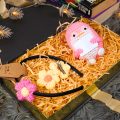 Pink Penguin Amigurumi & Crochet Hair Accessories Gift Set