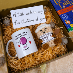 Crochet Coffee Plush, Mug & Wish Card Gift Set
