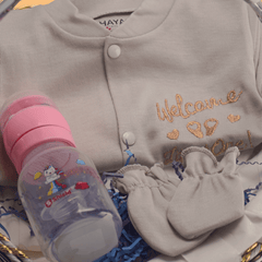 Sweet Beginnings Pink Baby Gift Basket – With Feeding Bottle