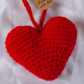 Handmade Crochet Heart Bag Charm & Hanging