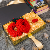 Handcrafted Crochet Crimson Rose Gajra & Accessory Gift Box
