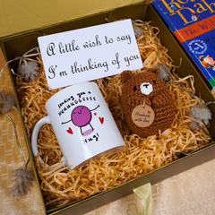 Crochet Teddy Bear Plush, Mug & Wish Card Gift Set