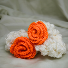 Citrus Bloom: Handcrafted Crochet Flower Gajra Set