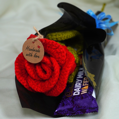 Single Rose Flower With Chocolate and Eid Mubarak Card