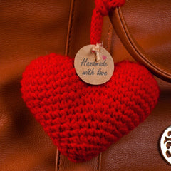 Handmade Crochet Heart Bag Charm & Hanging