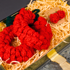 Handcrafted Crochet Crimson Rose Gajra & Accessory Gift Box