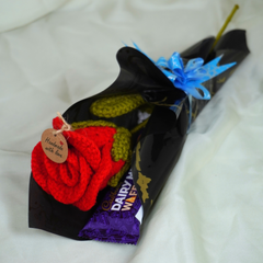 Single Rose Flower With Chocolate and Eid Mubarak Card