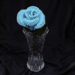 Sky Blue Crochet Rose
