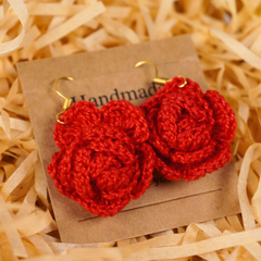 Handcrafted Crochet Rose Earrings