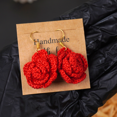 Handcrafted Crochet Rose Earrings