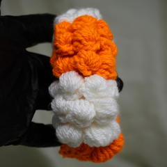 Citrus Harmony: Handcrafted Orange & White Crochet Gajra Set