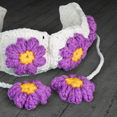 Handmade Purple Crochet Hairband – Lavender Whisper