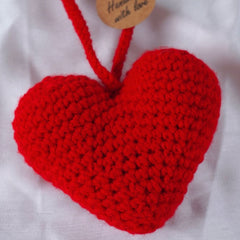 Handmade Crochet Heart Bag Charm & Hanging