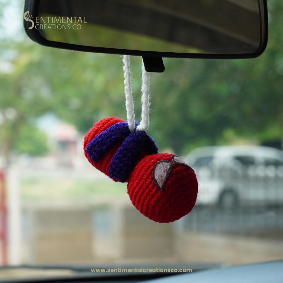 Spiderman Upside-Down Crochet Car Hanging Accessory