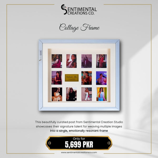 Collage frame with multiple images displayed, branded as Sentimental Creations Co.