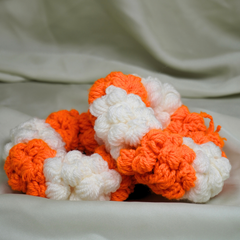 Citrus Harmony: Handcrafted Orange & White Crochet Gajra Set