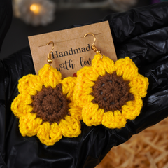 Handcrafted Crochet Sunflower Earrings