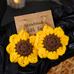 Handcrafted Crochet Sunflower Earrings