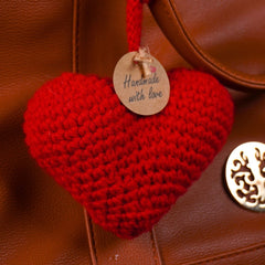 Handmade Crochet Heart Bag Charm & Hanging