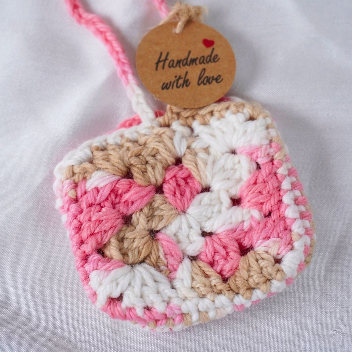 Handmade Crochet Square Bag Charm & Keychain