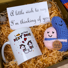 Crochet Hugging Pillows, Next Door Mug & Wish Card Gift Set
