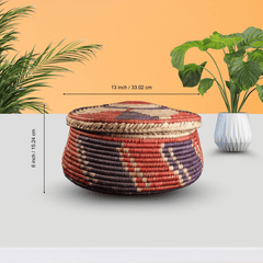Handwoven Swirl Basket with Lid
