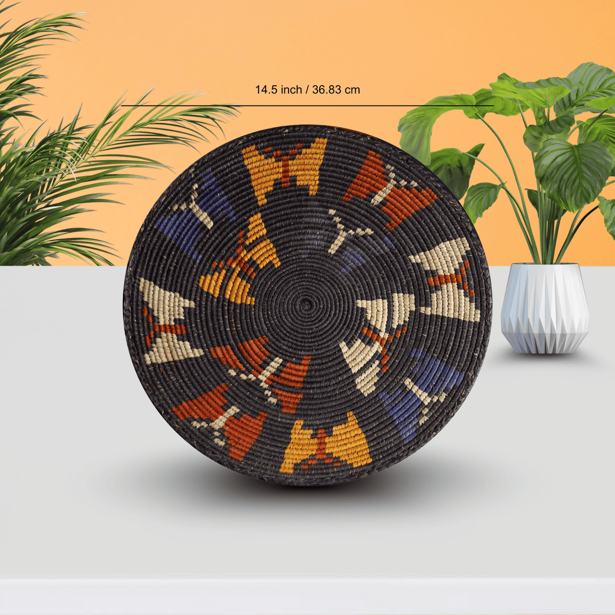 Handwoven Basket with Butterfly Motif (Wall Art / Tray)