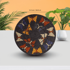 Handwoven Basket with Butterfly Motif (Wall Art / Tray)