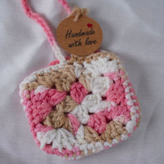 Handmade Crochet Square Bag Charm & Keychain
