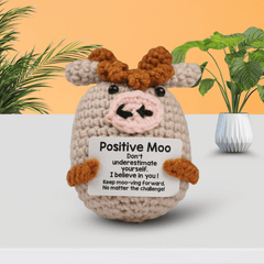Positive Moo – Motivational Crochet Cow Plush