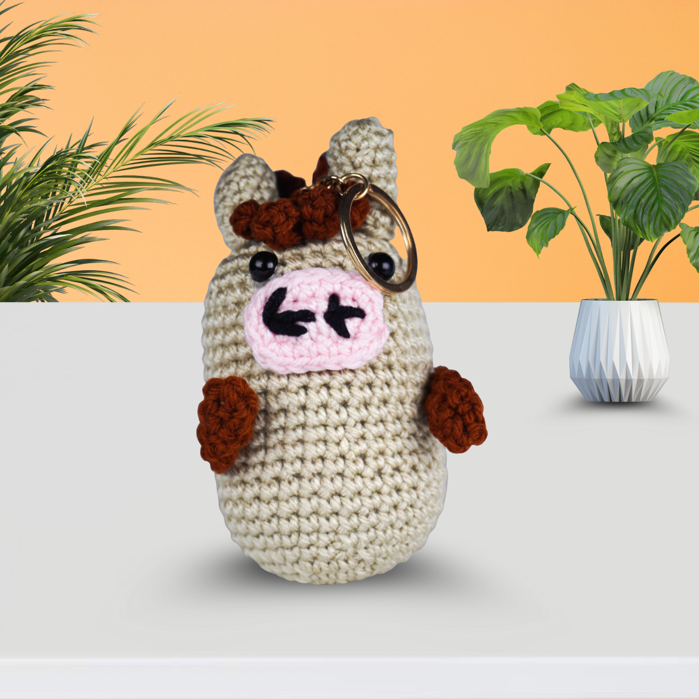 Positive Moo – Motivational Crochet Cow Plush Key Chain
